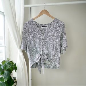 Abercrombie Tie Front Deep V Neckline Top